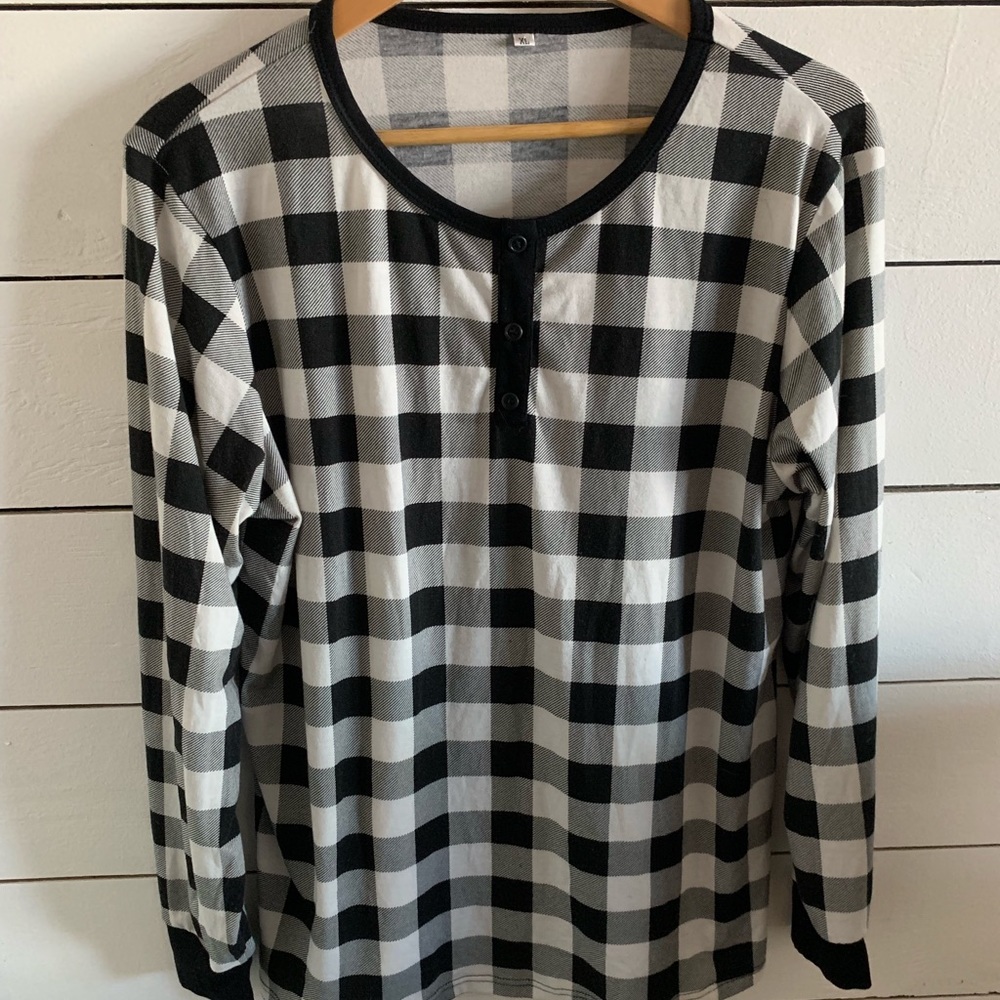 B/W buffalo plaid PJs